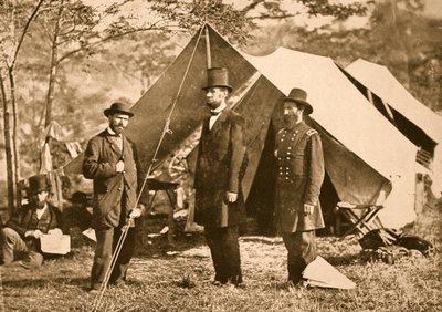 Portrait of Allan Pinkerton, President Lincoln and Major J. A. McClernand by Mathew B. Brady